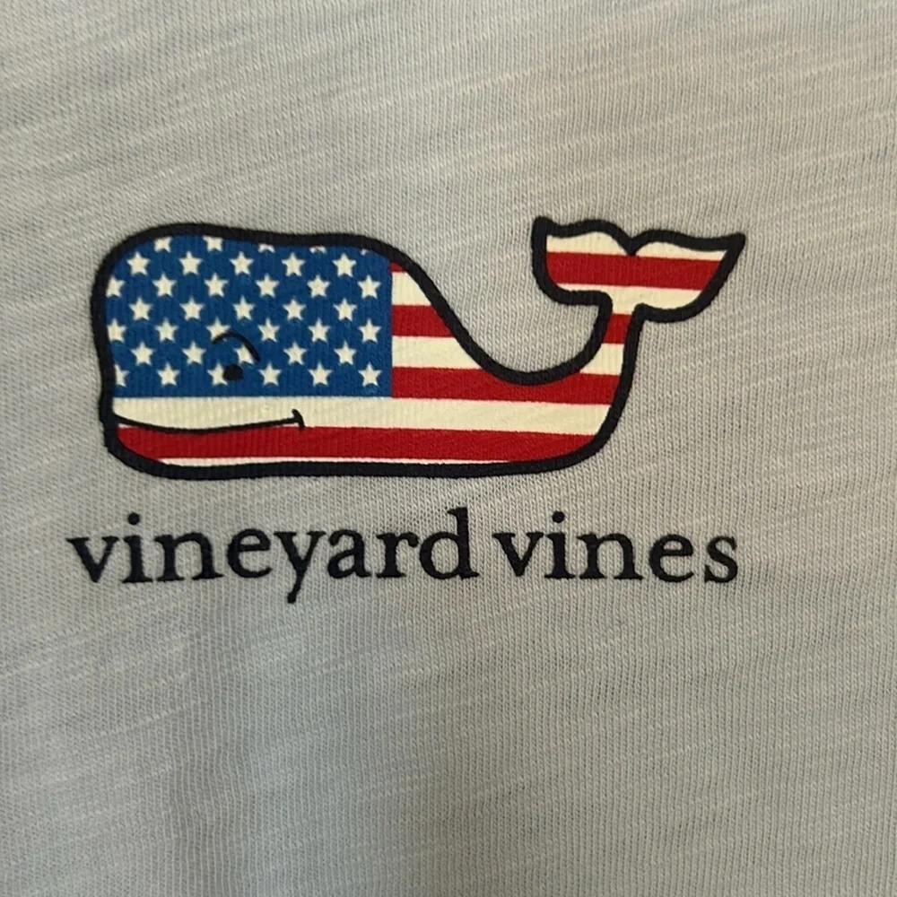 Vineyard vines flag whale shirt size XS long blue flag day hoodie Fourth of July - Picture 3 of 6